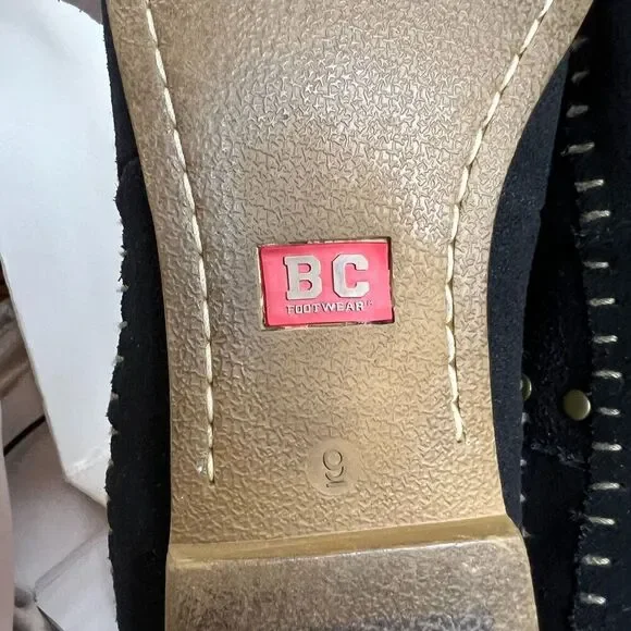 BC Footwear Women's Straight A's Black Suede Moccasin Boots Studded Size 9 - Picture 6 of 12